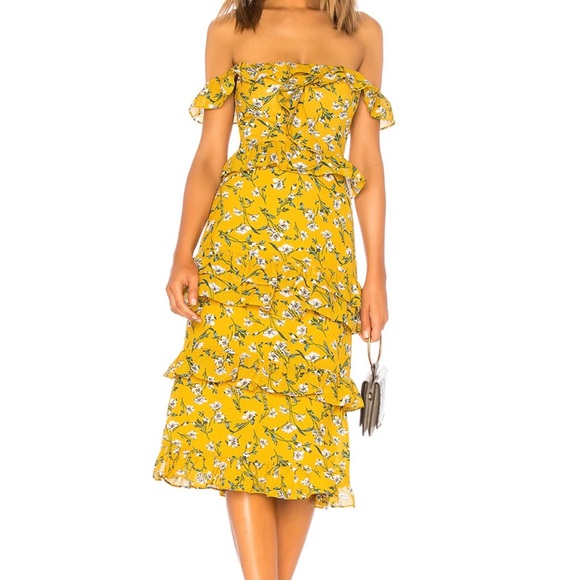 Tularosa Yellow Layered Ruffled Lily Dress - Picture 2 of 4